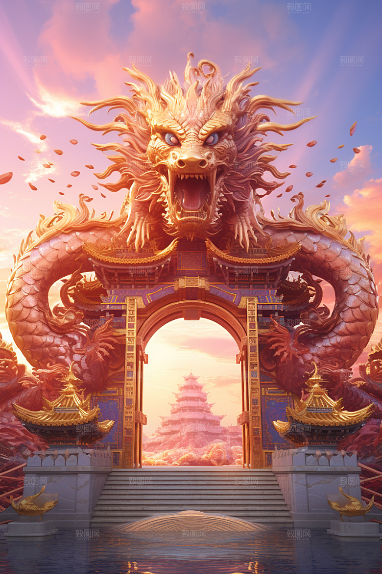 喜庆龙门鲤鱼高清背景