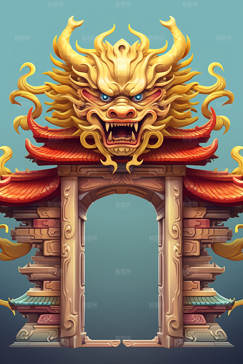 喜庆龙门年货金龙背景