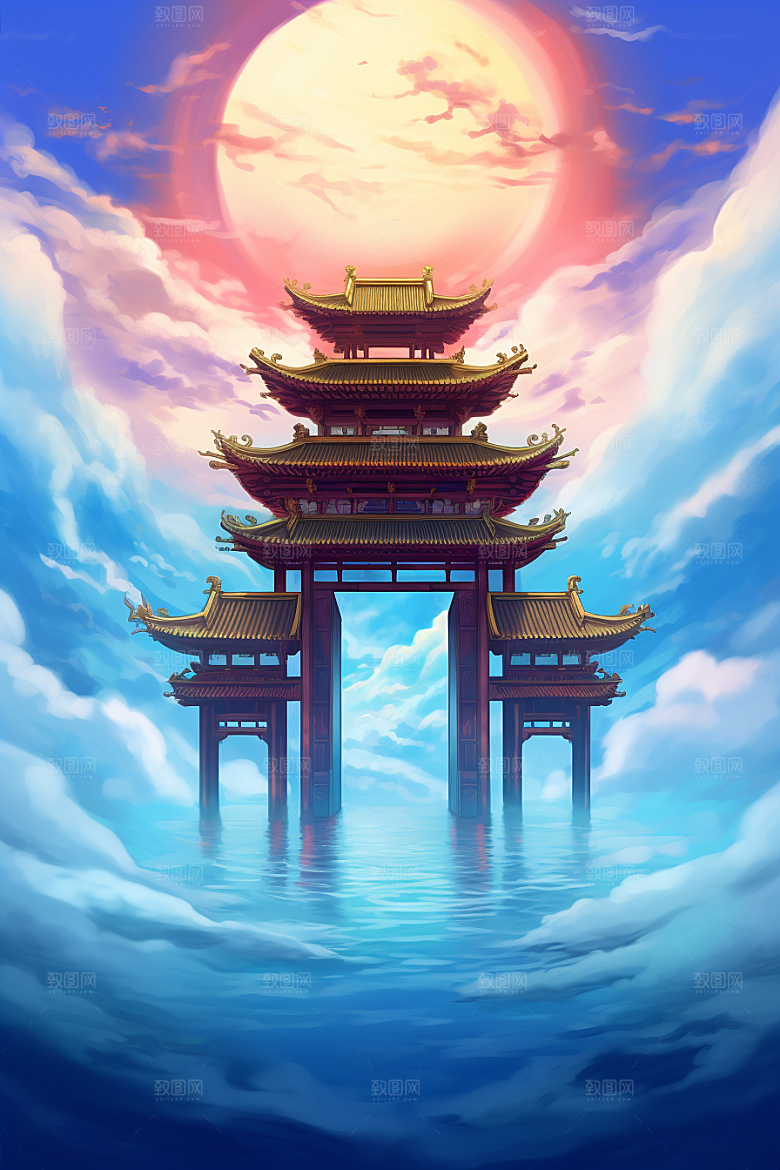 喜庆龙门3D年货背景