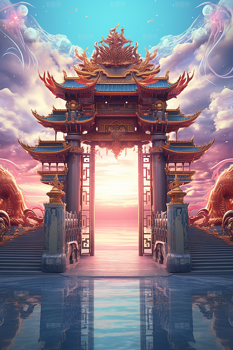 喜庆龙门过年高清背景