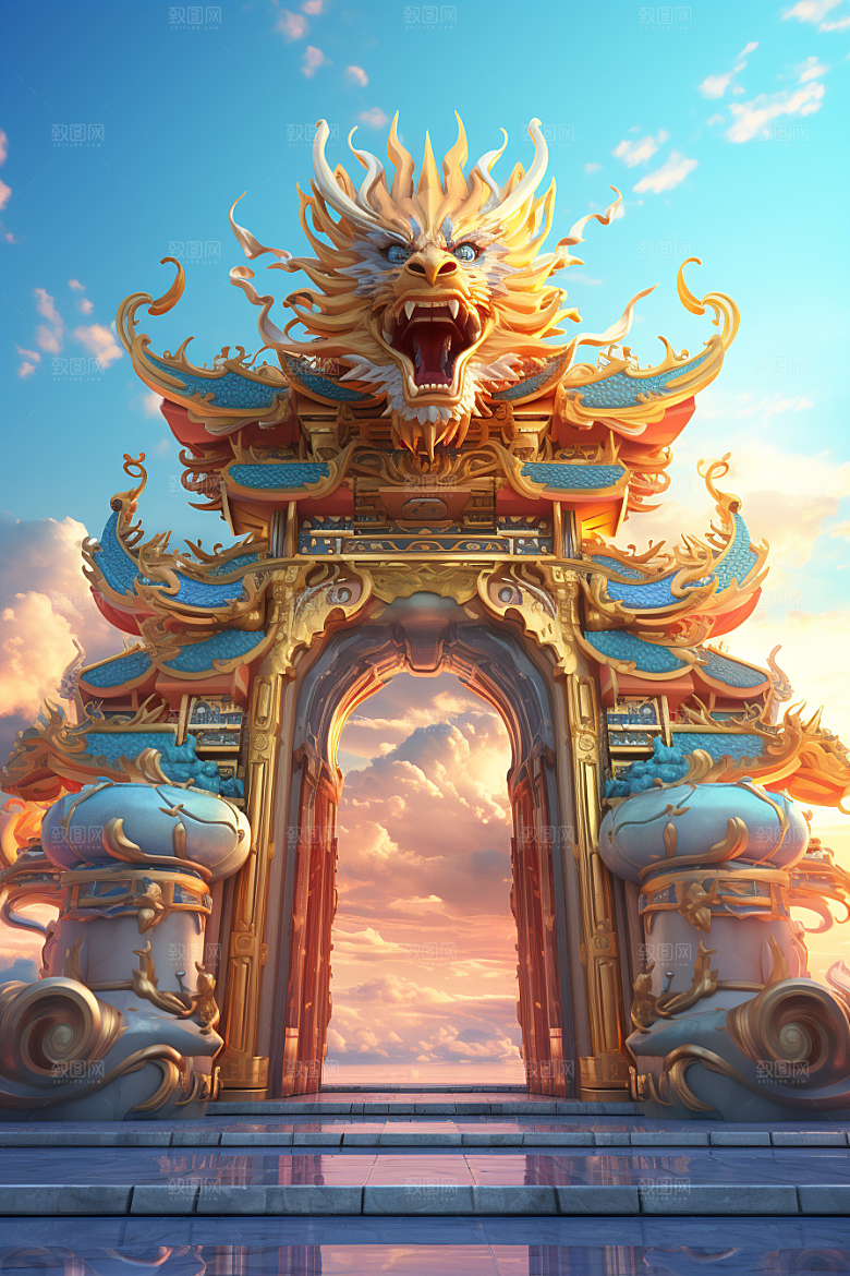 喜庆龙门春节展台背景