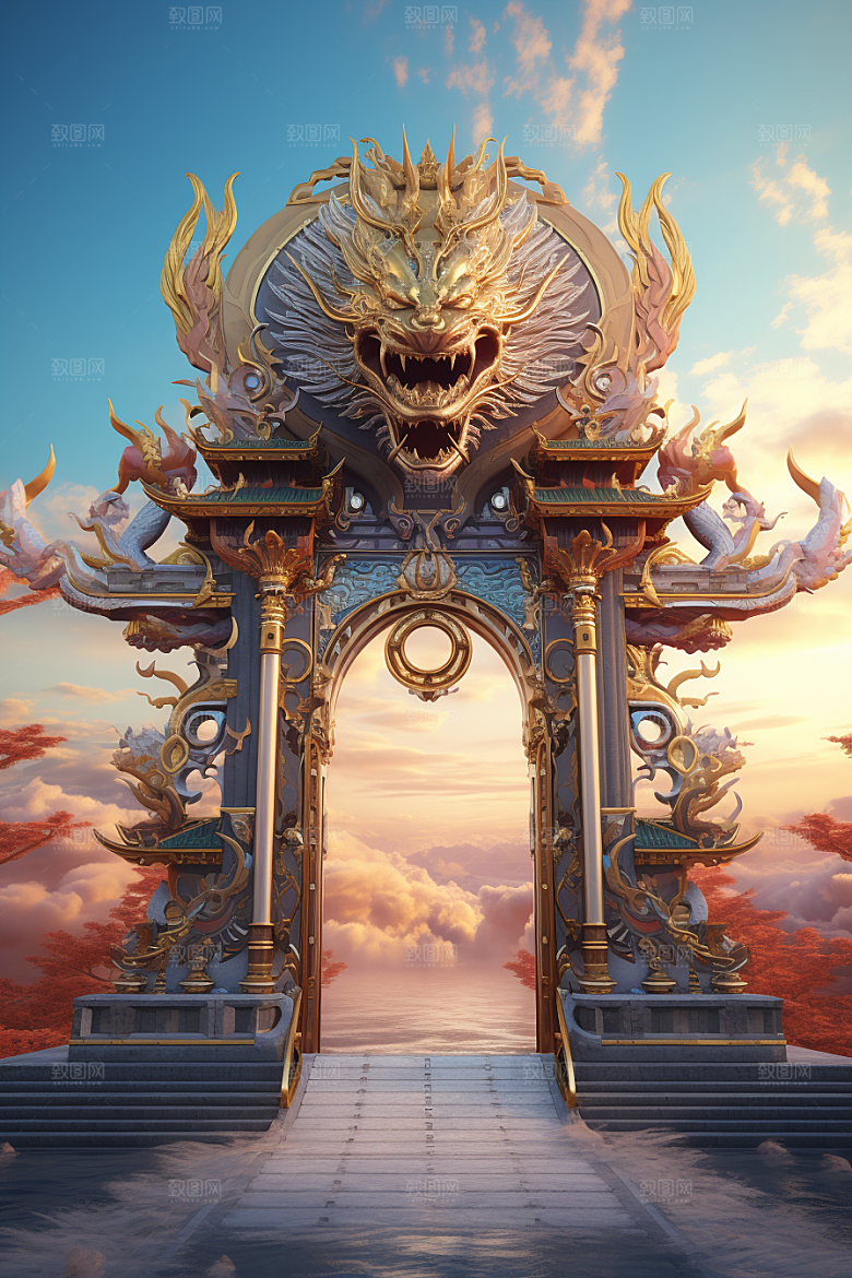 喜庆龙门礼品展台背景