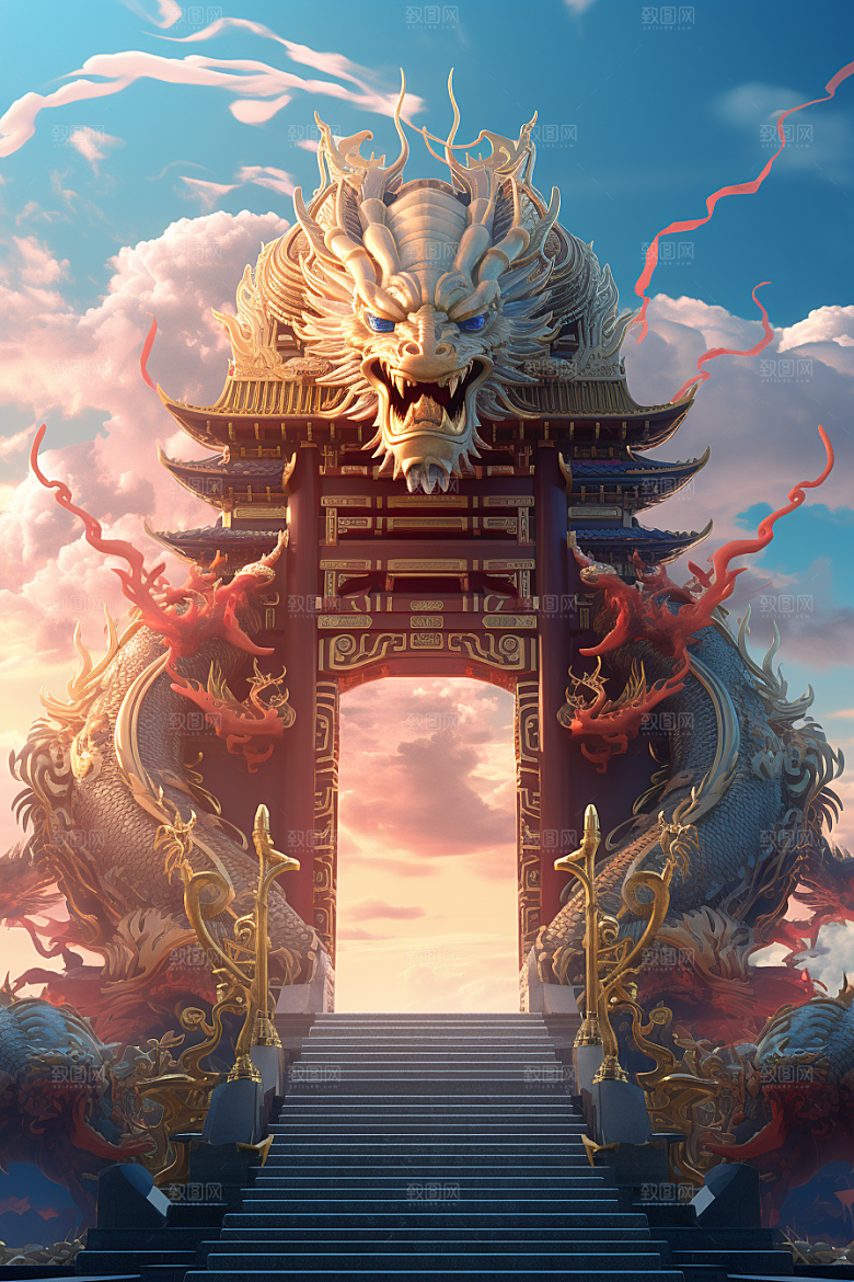 喜庆龙门金龙鲤鱼背景
