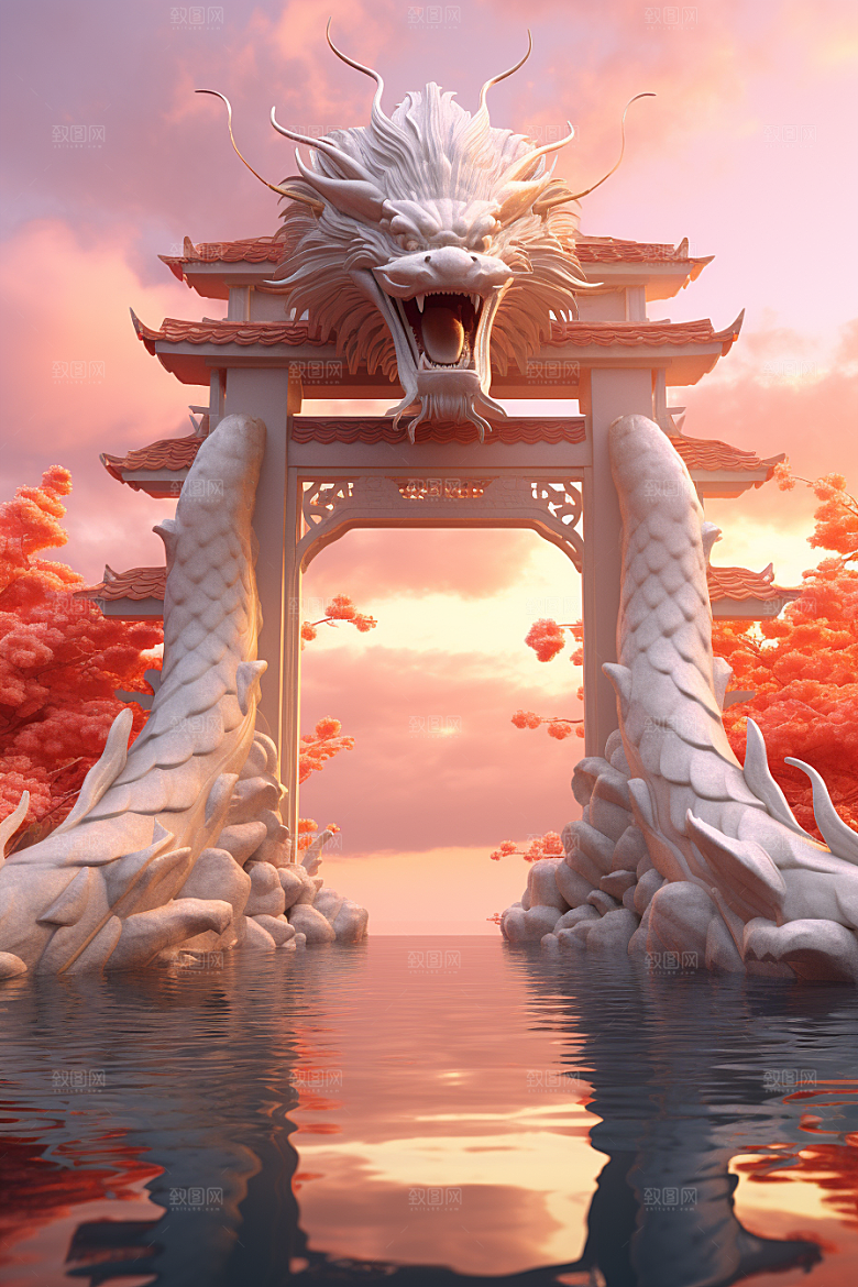 喜庆龙门立体金龙背景