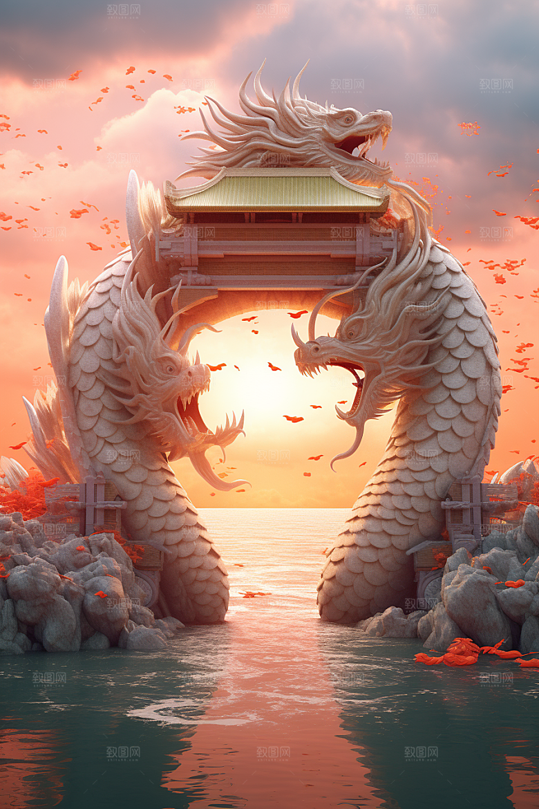 喜庆龙门春节高清背景