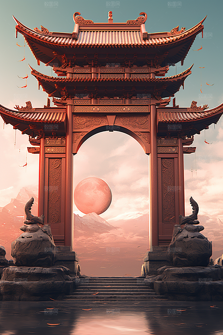 喜庆龙门年货展台背景