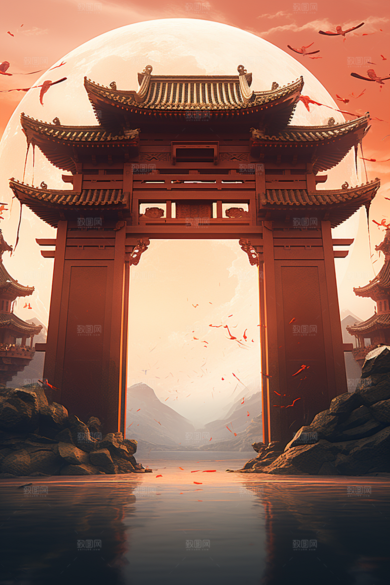 喜庆龙门年货春节背景