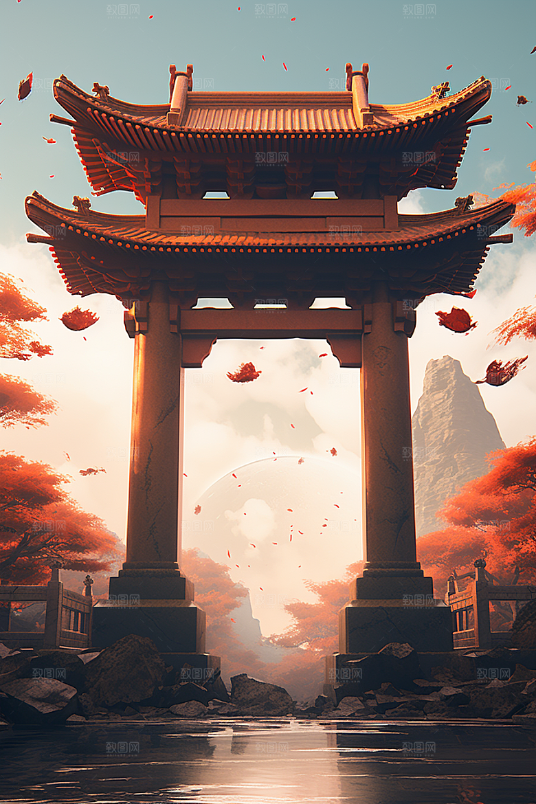 喜庆龙门春节立体背景