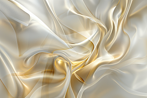 金色绸缎褶皱质感背景图