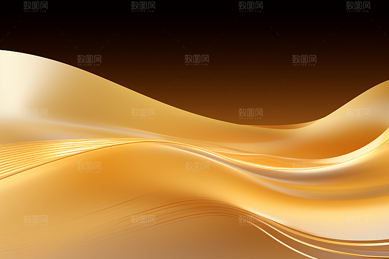 金色丝绸柔软褶皱背景图