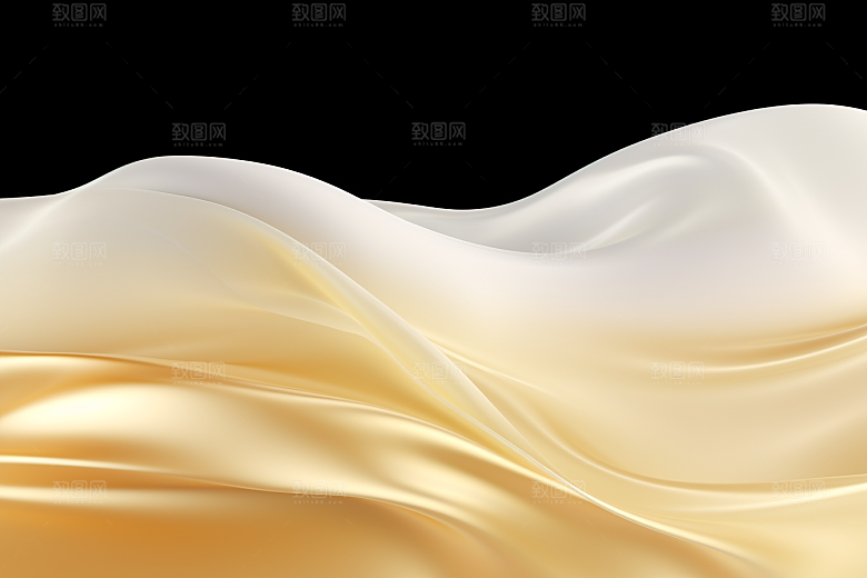金色丝绸质感褶皱背景图