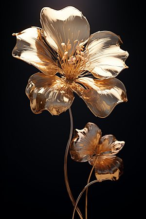 金色琉璃花温润花卉模型