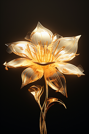 金色琉璃花水晶高清模型