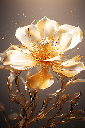 金色琉璃花立体高清模型