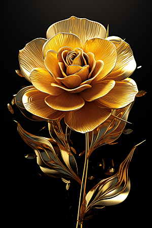 金色琉璃花唯美质感模型