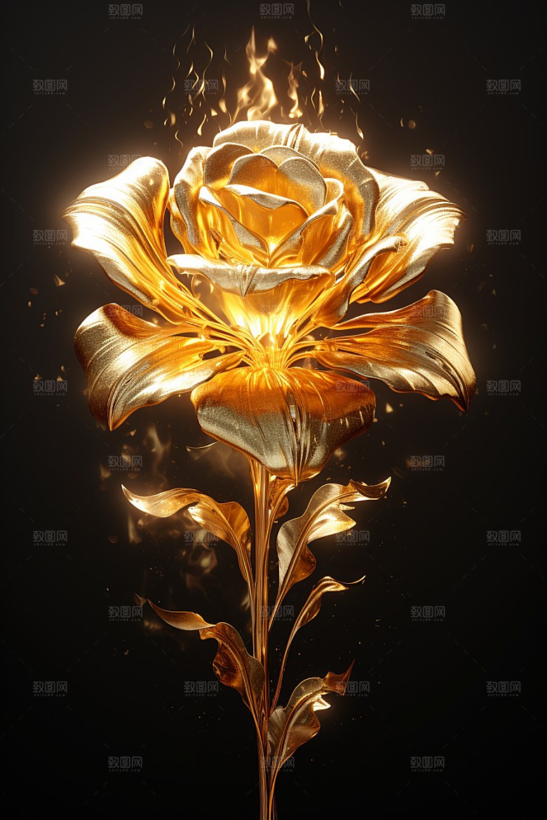 金色琉璃花质感光泽模型