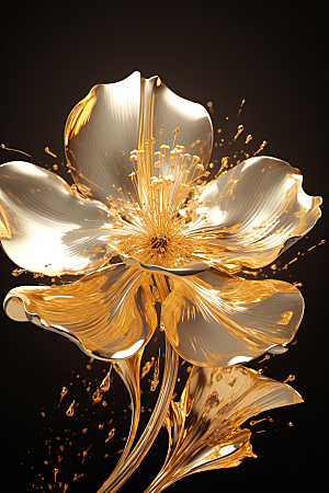 金色琉璃花透明3D模型