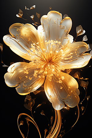 金色琉璃花通透温润模型