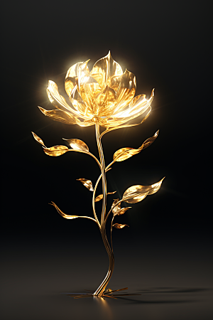 金色琉璃花温润玻璃模型