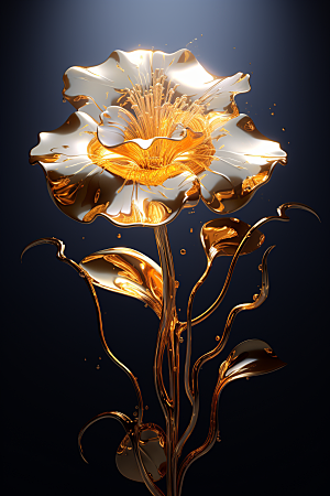 金色琉璃花3D花卉模型