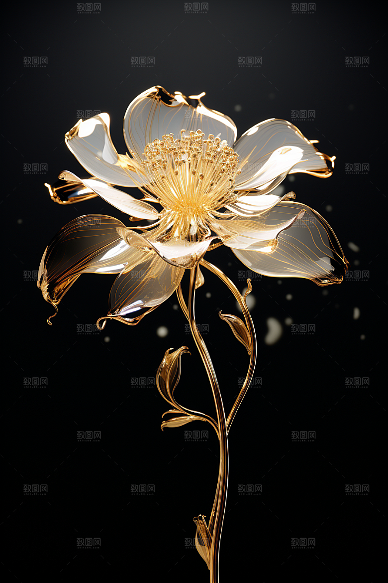 金色琉璃花唯美高清模型