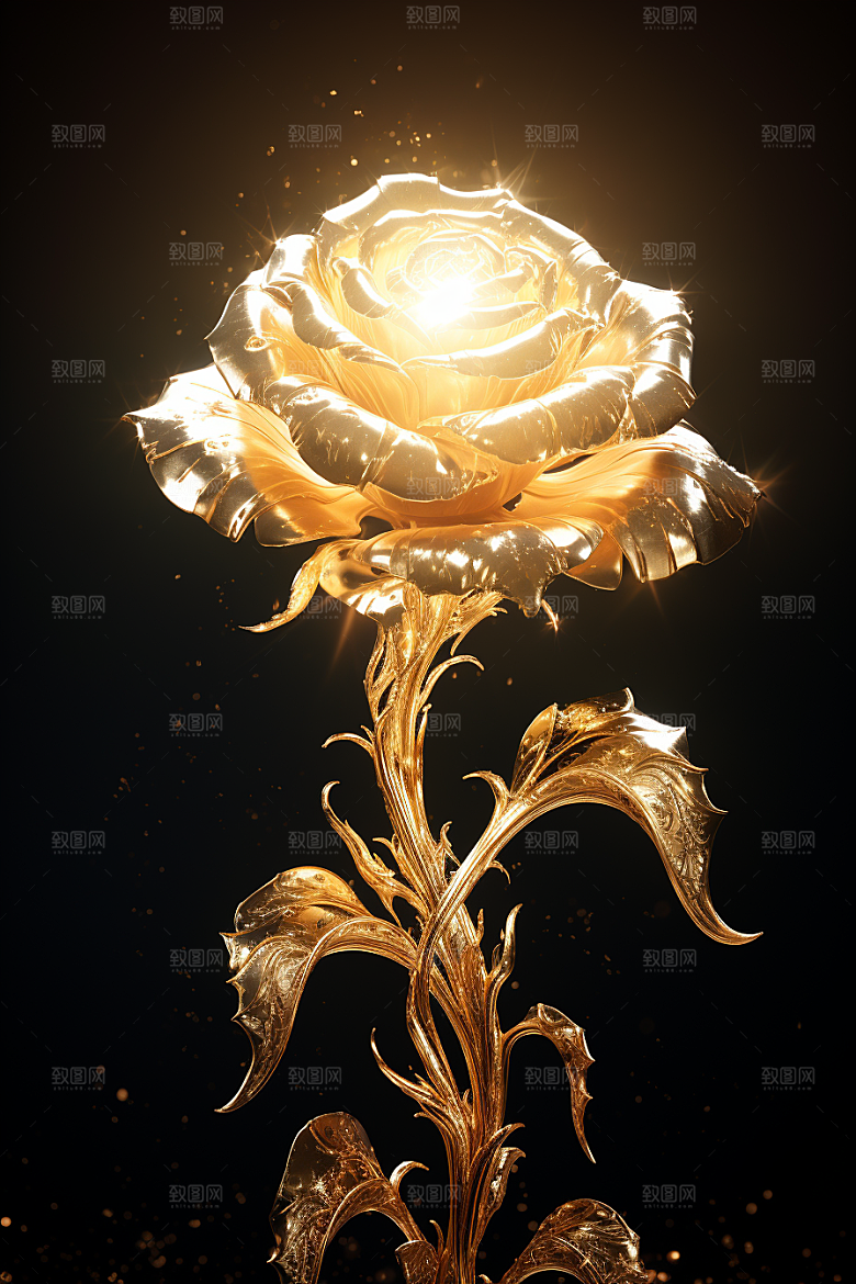 金色琉璃花润泽温润模型
