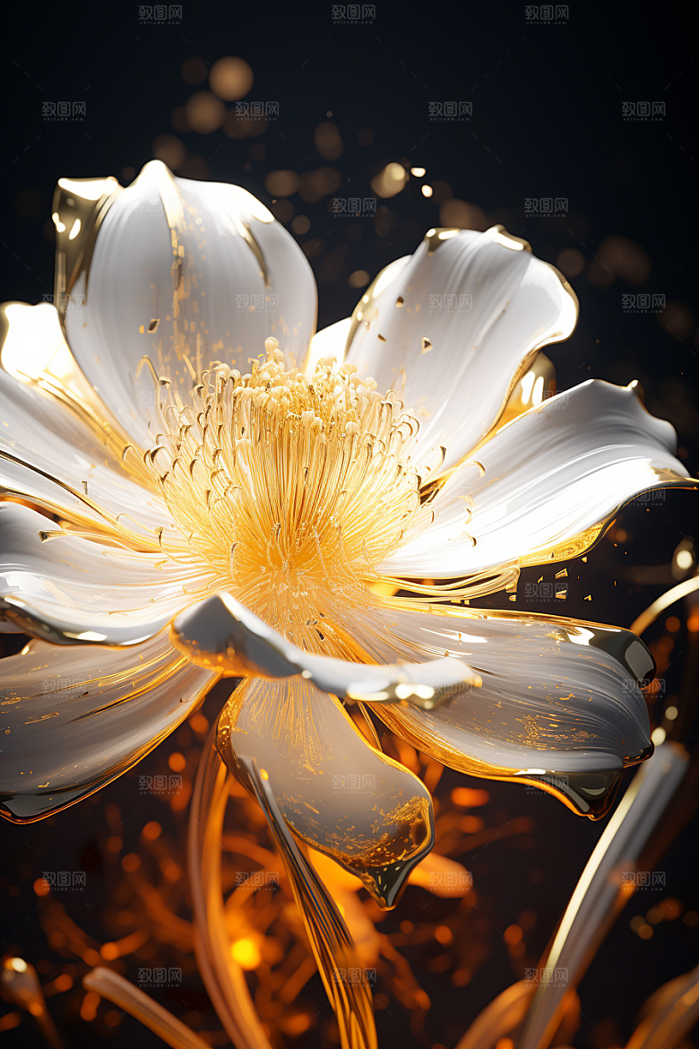 金色琉璃花3D立体模型
