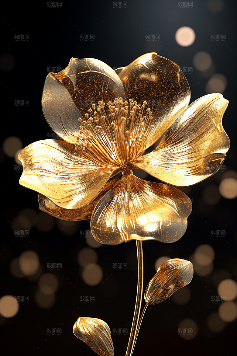 金色琉璃花立体高清模型