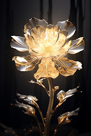 金色琉璃花质感润泽模型
