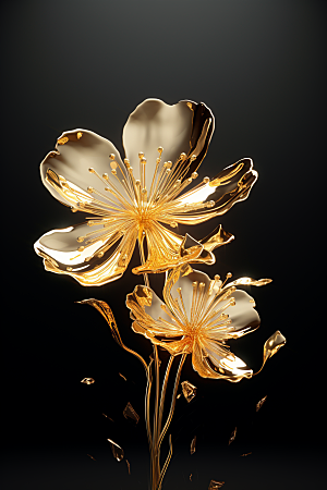 金色琉璃花立体透明模型