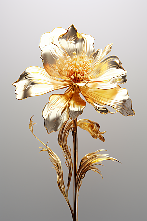 金色琉璃花通透质感模型