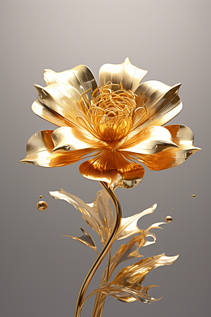 金色琉璃花玻璃3D模型