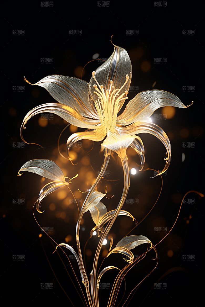 金色琉璃花温润润泽模型