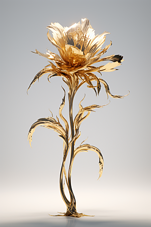 金色琉璃花3D透明模型