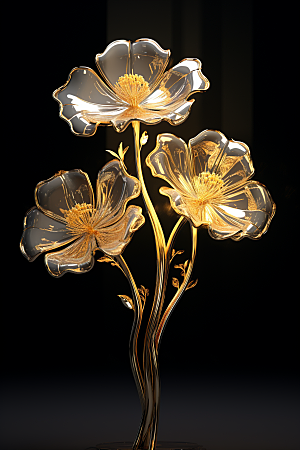 金色琉璃花3D高清模型
