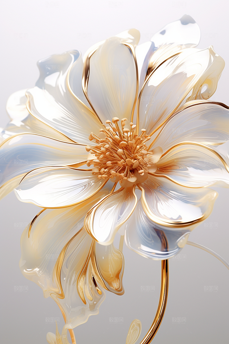 金色琉璃花3D立体模型