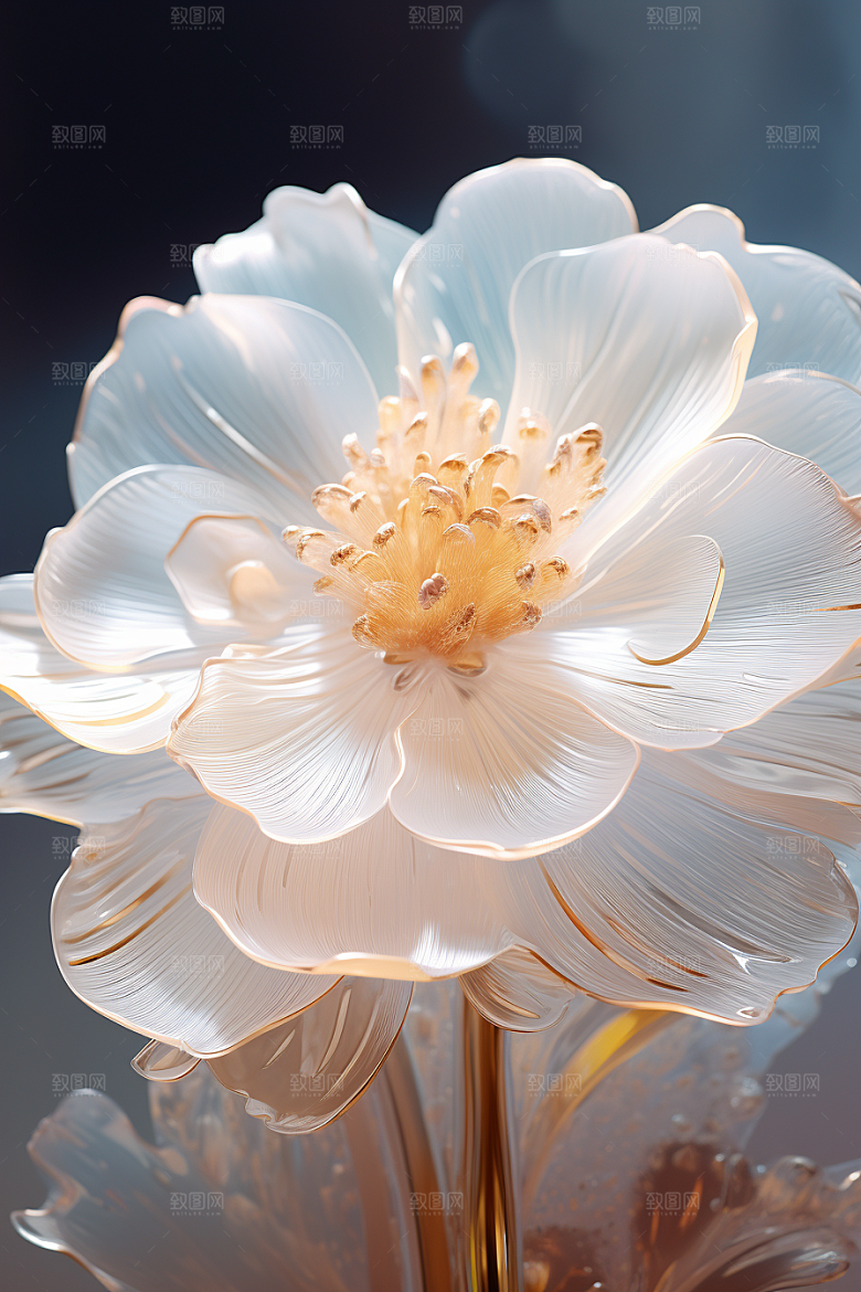 金色琉璃花通透光泽模型