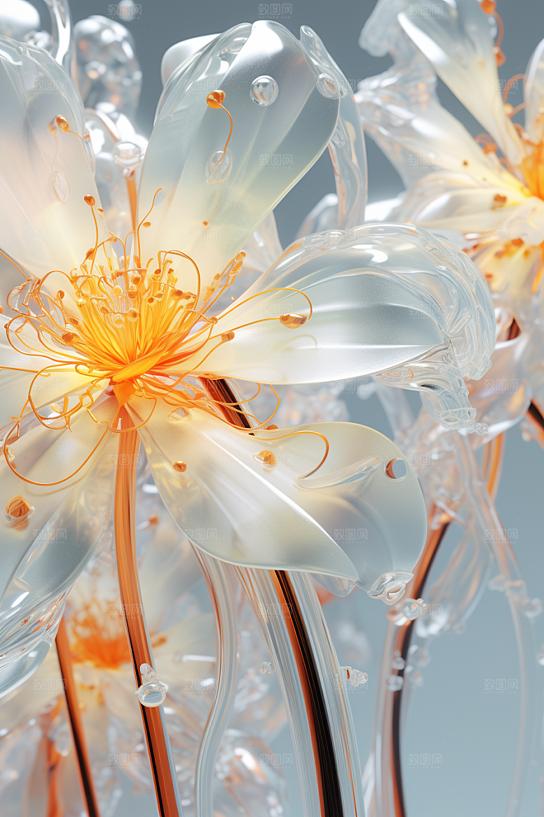 金色琉璃花通透立体模型