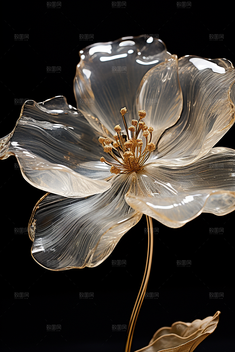 金色琉璃花润泽唯美模型