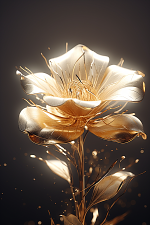 金色琉璃花通透光泽模型