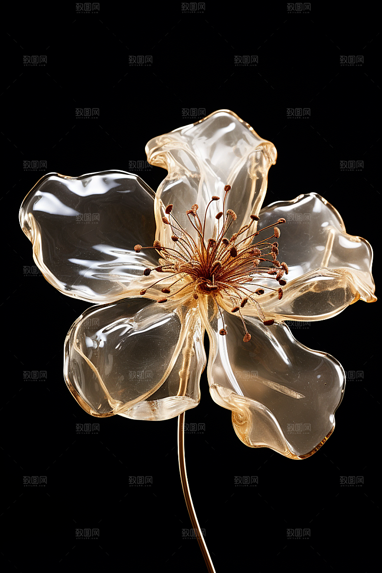 金色琉璃花润泽光泽模型