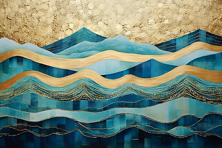 金色山水高档质感装饰画