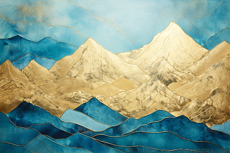 金色山水中国风新中式装饰画