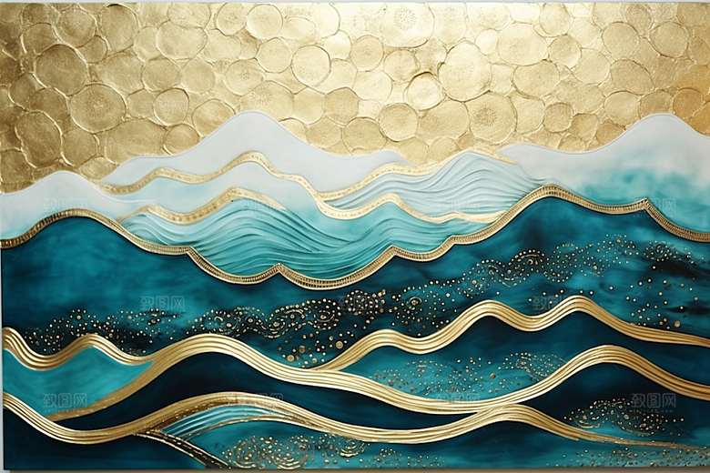金色山水金箔高档装饰画