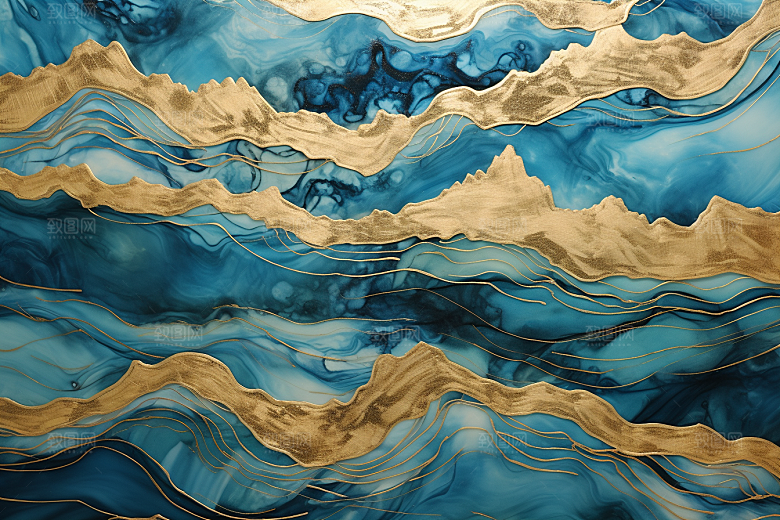 金色山水高档剪影装饰画