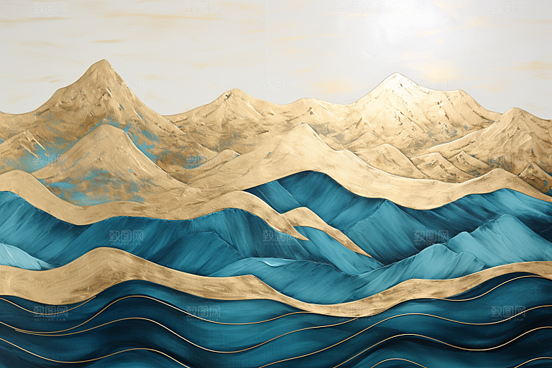 金色山水高档金箔装饰画