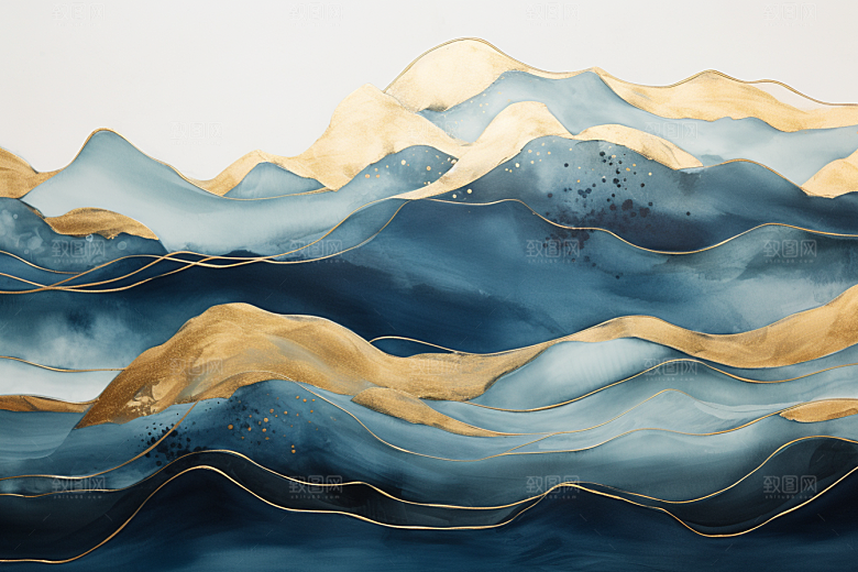 金色山水质感背景装饰画