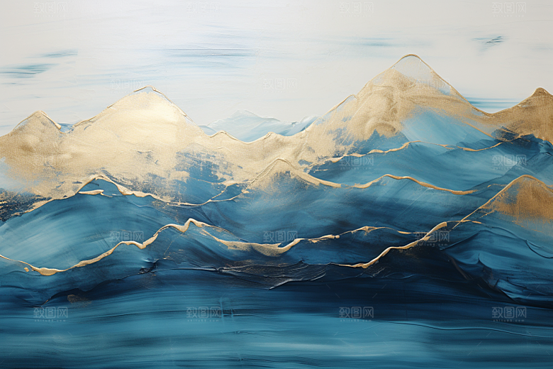 金色山水质感高档装饰画