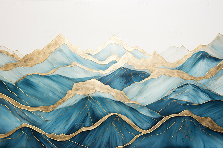 金色山水金箔高档装饰画