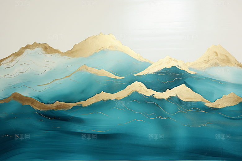 金色山水高档质感装饰画